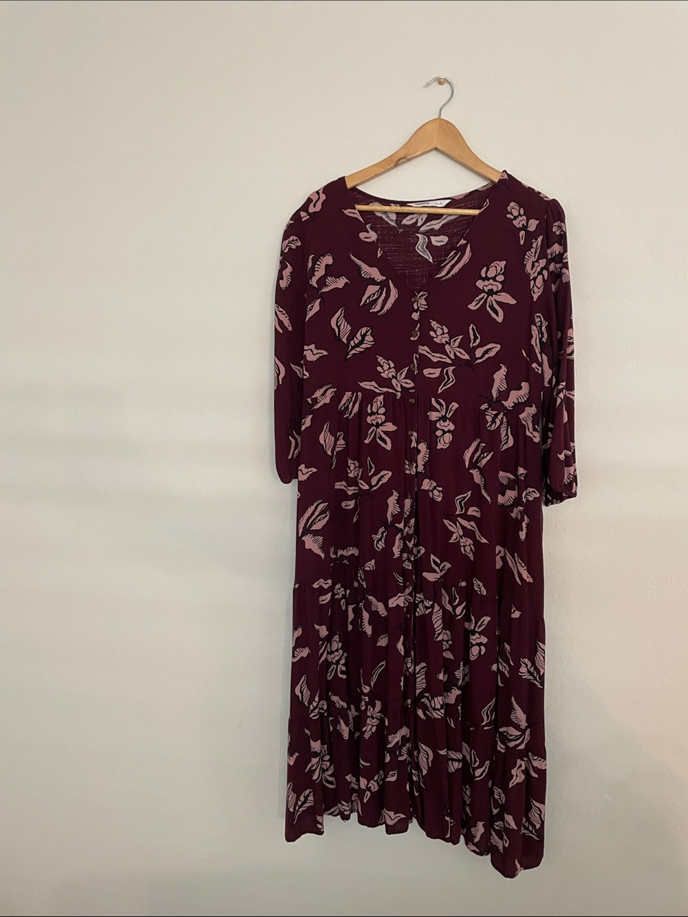 Sonoma Burgundy Floral Dress with pockets